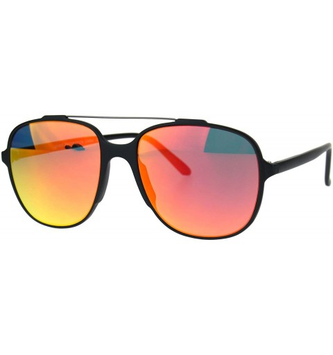 Square Retro Fashion Womens Sunglasses Lite Weight Matted Soft Square Mirror Lens - Black (Red Mirror) - CB186RNLQML $9.50