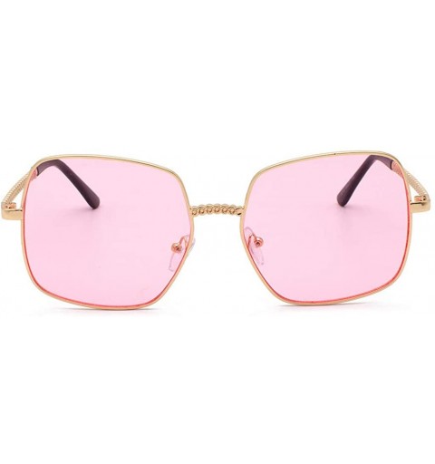 Rimless Polarized Sunglasses-Men Women Metal Frame Sunglasses Gradient Mirrored Lens Fashion Square Eyewear - Pk - CJ196IQY3L...