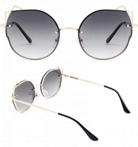 Sport Retro Cat Eye Small Lenses Sunglasses Slender Metal Frame Ladies Fashion Vintage Triangle Sun Glasses For Women - CH18W...