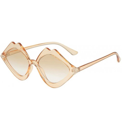 Oval Irregular Sunglasses Women's Fashion Jelly Sunshade Sunglasses Integrated Candy Color Glasses - Khaki - C218UQN0G60 $7.80