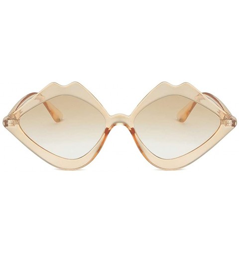 Oval Irregular Sunglasses Women's Fashion Jelly Sunshade Sunglasses Integrated Candy Color Glasses - Khaki - C218UQN0G60 $7.80