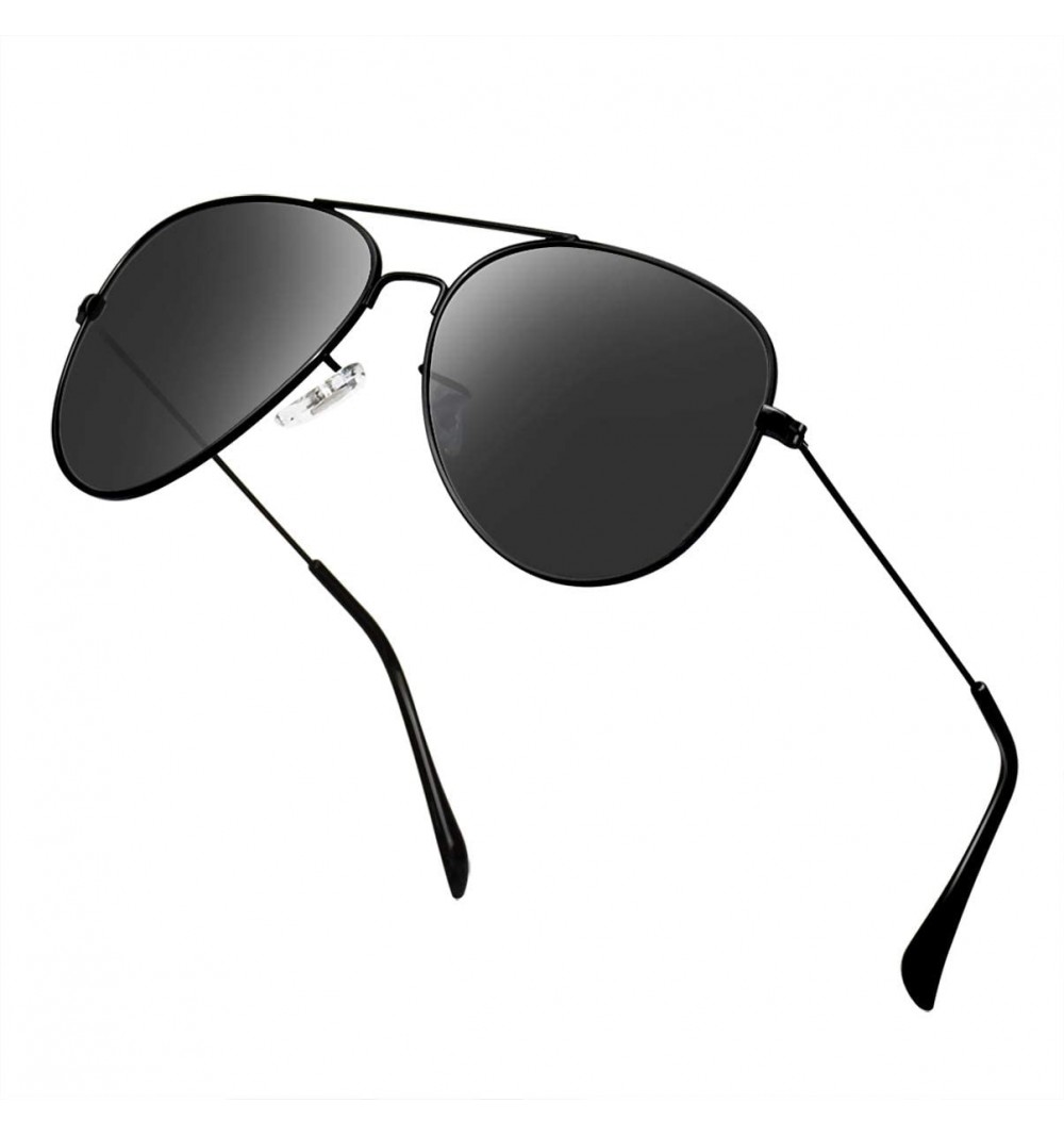 Aviator Polarized Aviator Sunglasses for Men/Women Metal Mens Sunglasses Driving Sun Glasses - Grey Lens/Black Frame - CK18LG...