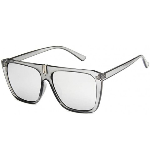 Square Unisex Sunglasses Fashion Bright Black Grey Drive Holiday Square Non-Polarized UV400 - Grey White - CR18RKH22M6 $8.65