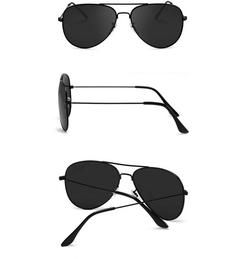 Aviator Polarized Aviator Sunglasses for Men/Women Metal Mens Sunglasses Driving Sun Glasses - Grey Lens/Black Frame - CK18LG...