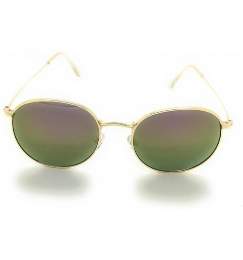 Round Retro Brand Sunglasses Men Women Vintage Round Sunglasses - Gold - CK17YXRG52M $11.03
