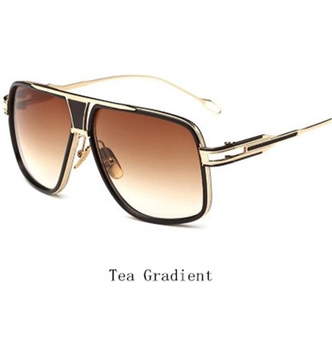 Oval Sunglasses Men Sun Glasses Square Sunglasses - Tea Gradient - CJ194ODCLX0 $22.33