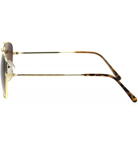 Rectangular Mens Classic Rectangular Metal Wirerim Pilots Sunglasses - Gold Brown - CV18SZS666L $11.81