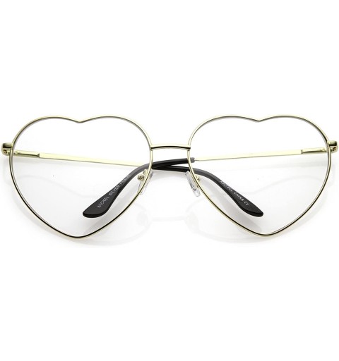 Oversized Oversize Metal Heart Shaped Clear Lens Eye Glasses 71mm - Gold / Clear - CP185U4K3MS $11.86