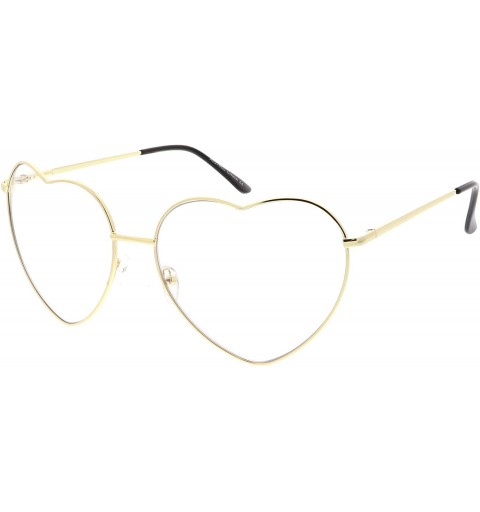 Oversized Oversize Metal Heart Shaped Clear Lens Eye Glasses 71mm - Gold / Clear - CP185U4K3MS $11.86
