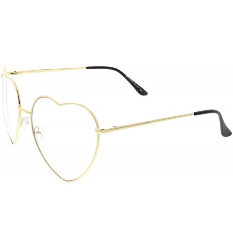 Oversized Oversize Metal Heart Shaped Clear Lens Eye Glasses 71mm - Gold / Clear - CP185U4K3MS $11.86