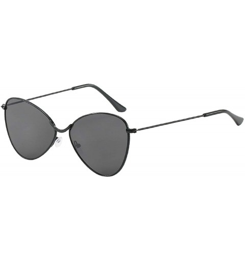 Square Sunglasses for Women Cat Eye Mirrored Flat Lenses Metal Frame Sunglasses UV400 with Spring Hinges - Black - C818U845IT...