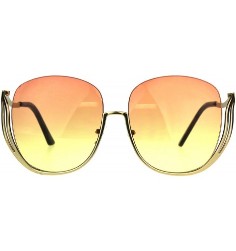 Oversized Womens Oversize Swan Half Horn Rim Diva Fashion Sunglasses - Orange Yellow - CH189LNG32Z $11.05