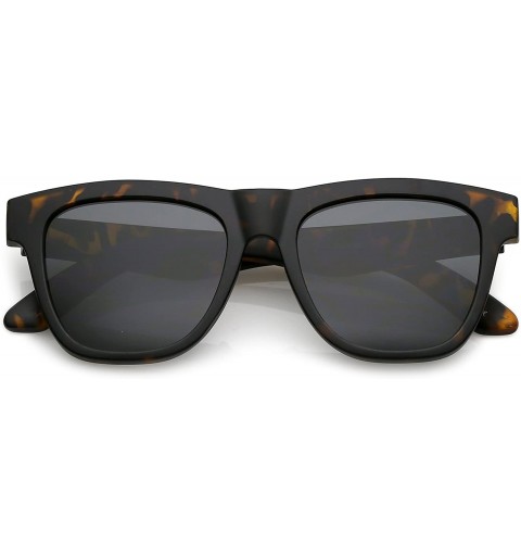 Wayfarer Classic Thick Arms Square Flat Lens Horn Rimmed Sunglasses 52mm - Matte Tortoise / Smoke - C2183GQHX3L $20.87