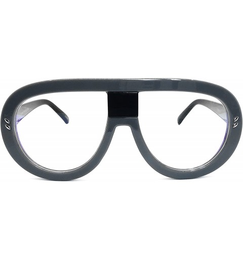 Wayfarer 7308 Oversized XXL Futuristic Neon Flat top Clear Sunglasses - Grey - CZ18D786YC4 $12.52