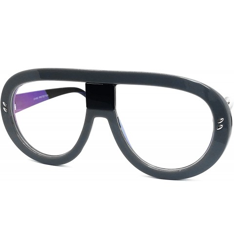Wayfarer 7308 Oversized XXL Futuristic Neon Flat top Clear Sunglasses - Grey - CZ18D786YC4 $12.52