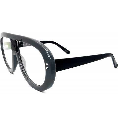 Wayfarer 7308 Oversized XXL Futuristic Neon Flat top Clear Sunglasses - Grey - CZ18D786YC4 $12.52