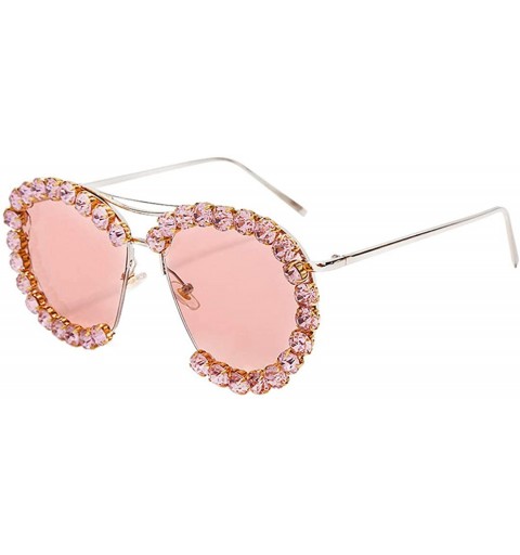 Square Womens Oversized Pearl Rhinestone Sunglasses Stylish Design Eyewear - Pink02635 - CJ199UISIUL $12.67