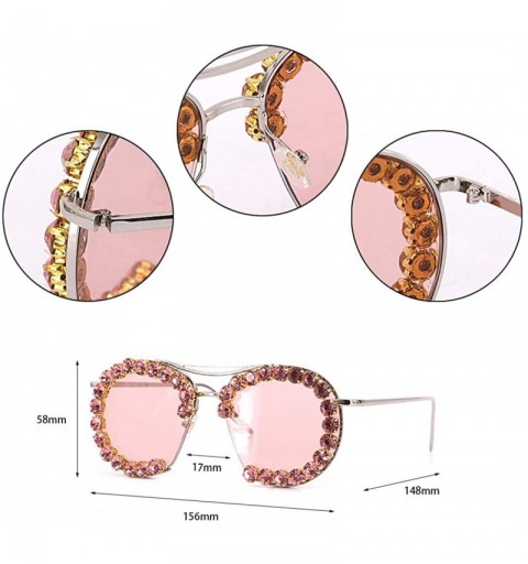 Square Womens Oversized Pearl Rhinestone Sunglasses Stylish Design Eyewear - Pink02635 - CJ199UISIUL $12.67
