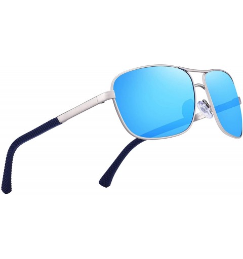 Oval Men Classic Rectangle Sunglasses HD Polarized Sun glasses For Driving TR90 Legs UV400 Protection - Blue Mirror - CZ18W5R...