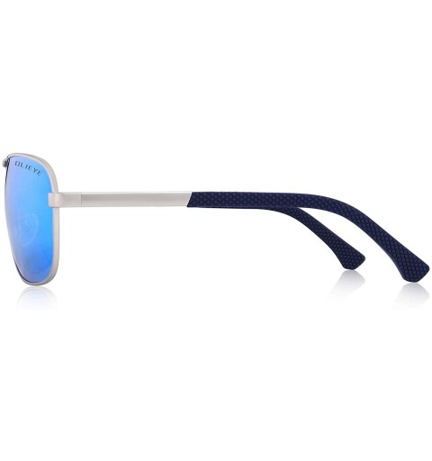 Oval Men Classic Rectangle Sunglasses HD Polarized Sun glasses For Driving TR90 Legs UV400 Protection - Blue Mirror - CZ18W5R...