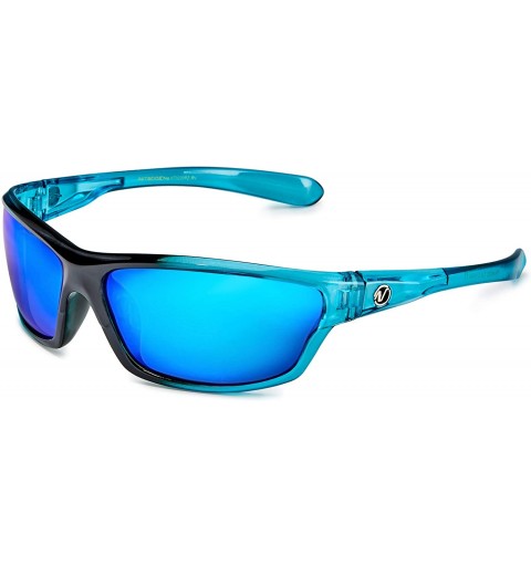 Wrap Polarized Wrap Around Sport Sunglasses - Crystal Electric Blue - Revo Ice Blue - CJ196R43234 $27.23