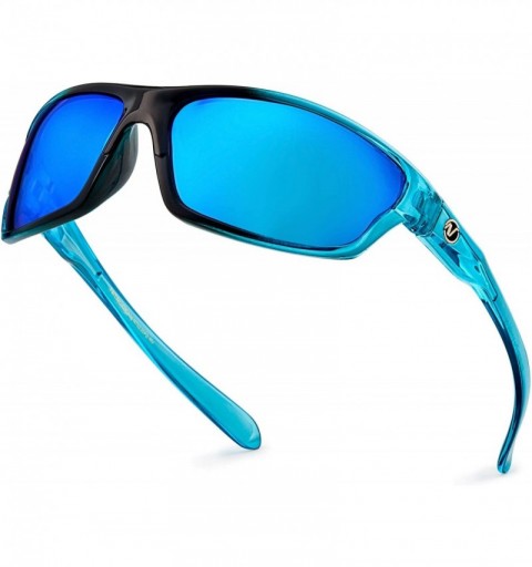 Wrap Polarized Wrap Around Sport Sunglasses - Crystal Electric Blue - Revo Ice Blue - CJ196R43234 $13.28