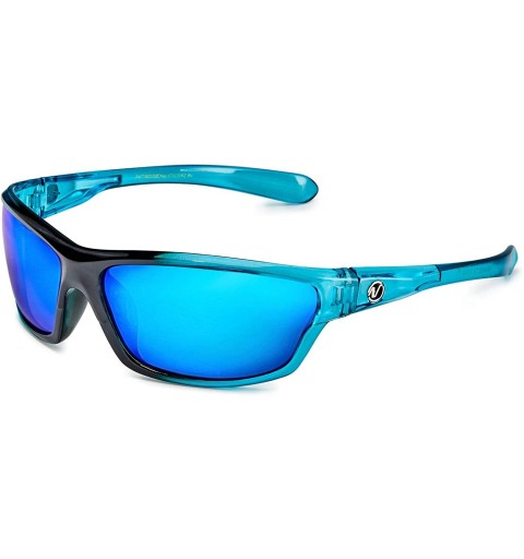 Wrap Polarized Wrap Around Sport Sunglasses - Crystal Electric Blue - Revo Ice Blue - CJ196R43234 $24.58