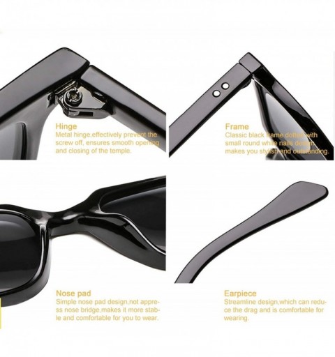 Square Square Sunglasses Men Women Retroed Driving Sun Glasses Classic Shades Trendy Eyewear UV400 - P7 Black Blackgrey - CM1...