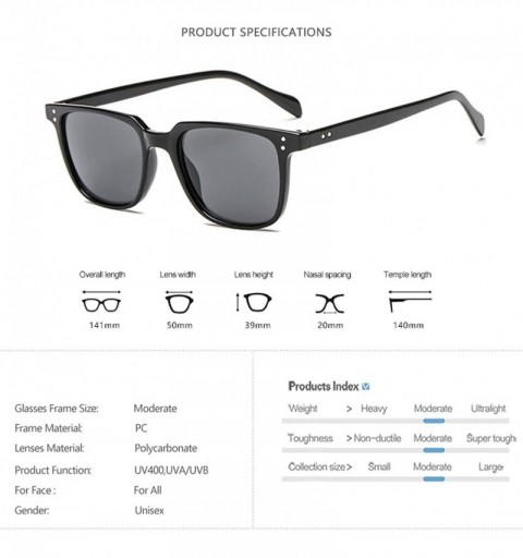 Square Square Sunglasses Men Women Retroed Driving Sun Glasses Classic Shades Trendy Eyewear UV400 - P7 Black Blackgrey - CM1...