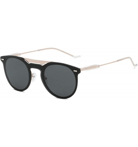 Round Retro Vintage Brow-Bar Circle Round Mirrored UV Protection Fashion Sunglasses - Black - CI18WU8QSSW $24.07