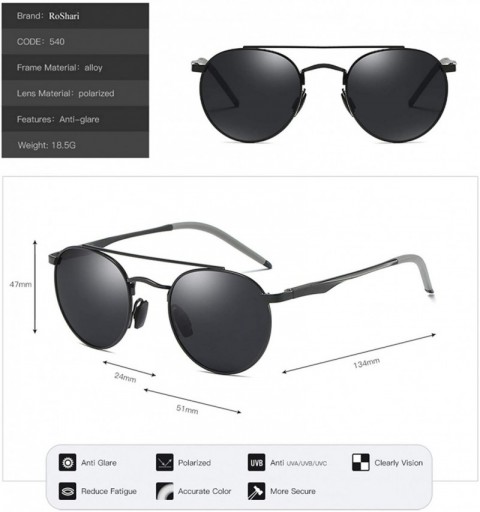 Aviator Unisex Vintage Round Sunglasses Double Bridge Men Women Polarized Aviator Sunglasses A540 - Silver-blue - CW18IW0ELS7...