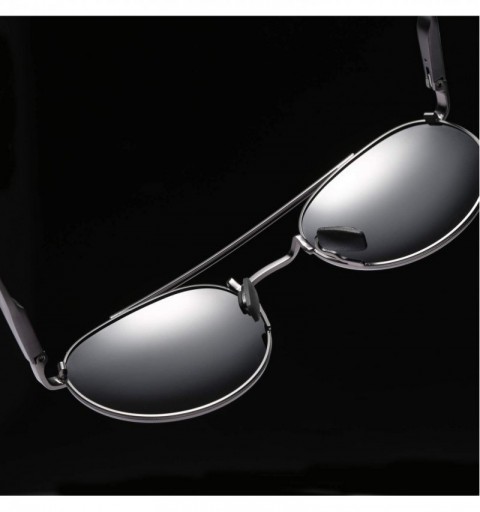 Aviator Unisex Vintage Round Sunglasses Double Bridge Men Women Polarized Aviator Sunglasses A540 - Silver-blue - CW18IW0ELS7...