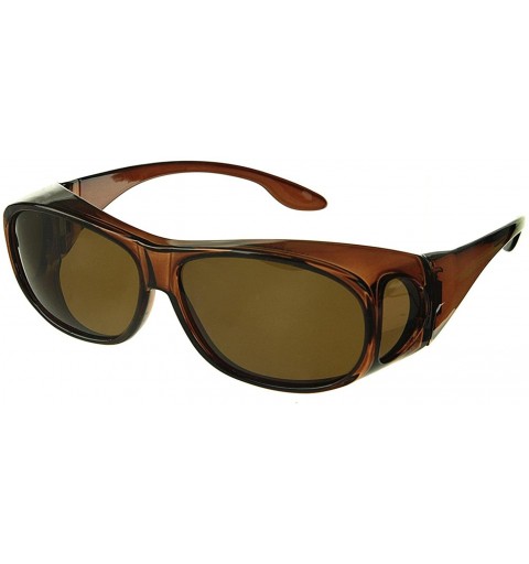 Wrap Sunglasses Wear Over Prescription Glasses- Size Medium- Polarized - Brown - CA1172SVLDF $11.91