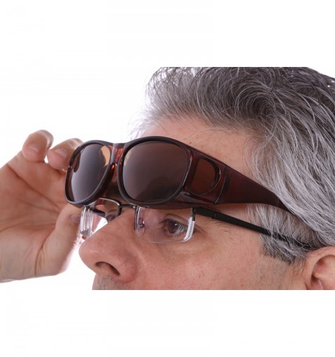 Wrap Sunglasses Wear Over Prescription Glasses- Size Medium- Polarized - Brown - CA1172SVLDF $11.91