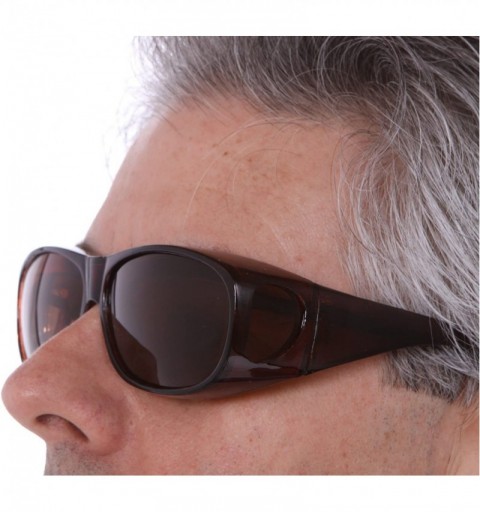 Wrap Sunglasses Wear Over Prescription Glasses- Size Medium- Polarized - Brown - CA1172SVLDF $11.91