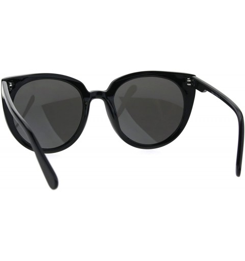 Cat Eye Retro Womens Round Oversize Color Mirror Cat Eye Sunglasses - Black Mirror - CE185OKCCWZ $10.11