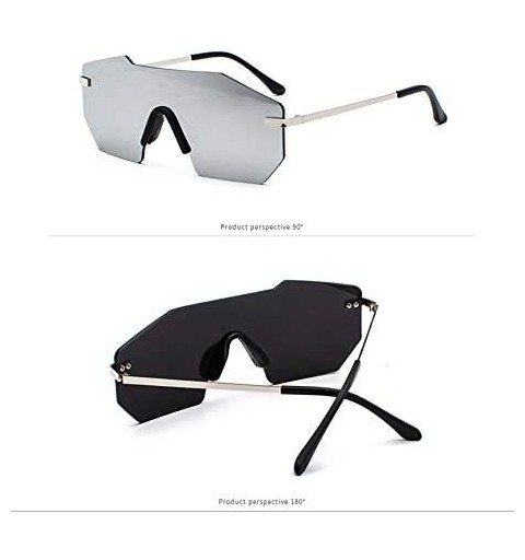 Oversized Men's Sunglasses Big Frame Trendy Sun Glasses Frameless UV400 Eyewear - C5-mercury Lens - C618X54K8UT $22.47
