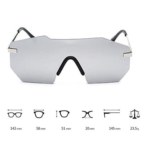 Oversized Men's Sunglasses Big Frame Trendy Sun Glasses Frameless UV400 Eyewear - C5-mercury Lens - C618X54K8UT $22.47