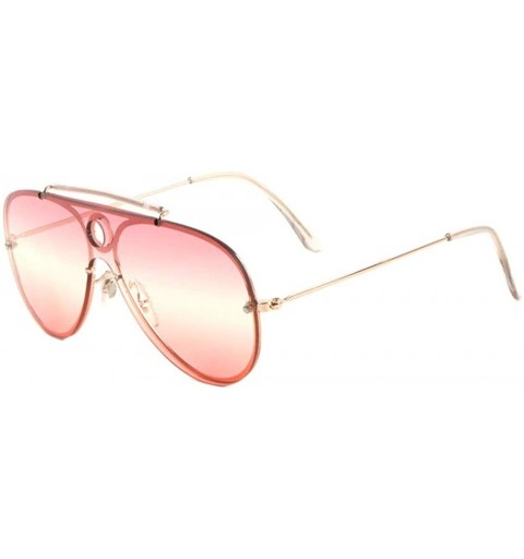 Shield Rimless One Piece Shield Triple Oceanic Color Lens Aviator Sunglasses - Red - C01987HZYLE $15.65