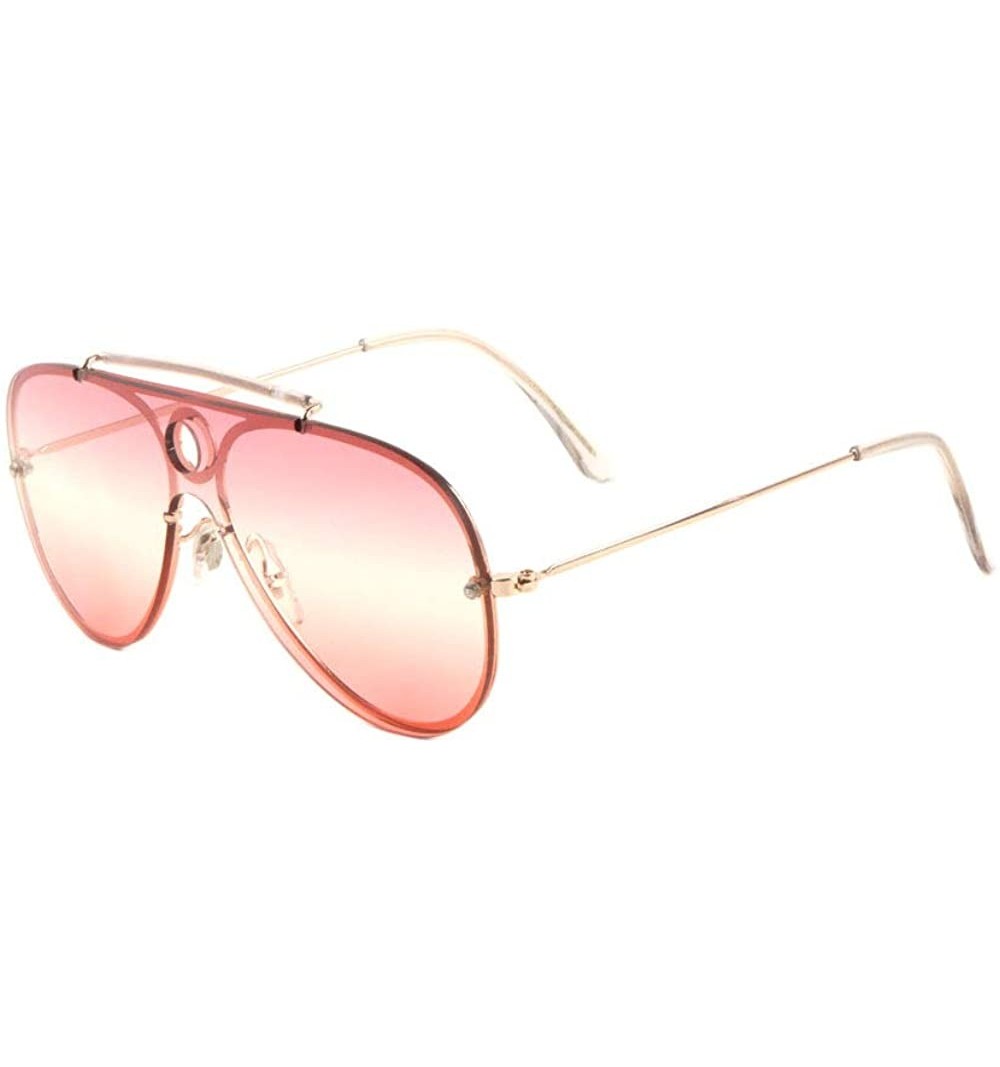 Shield Rimless One Piece Shield Triple Oceanic Color Lens Aviator Sunglasses - Red - C01987HZYLE $15.65