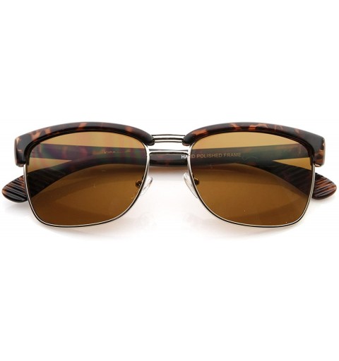 Wayfarer Designer Inspired Half Frame Semi Rimless Classic Square Sunglasses (Tortoise) - CE119YAGAZB $19.66