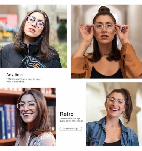 Round Blue Light Blocking Glasses Women for Small Face - Anti Eye Strain Headache-Computer Reading Glasses UV400 Lens - CC18N...