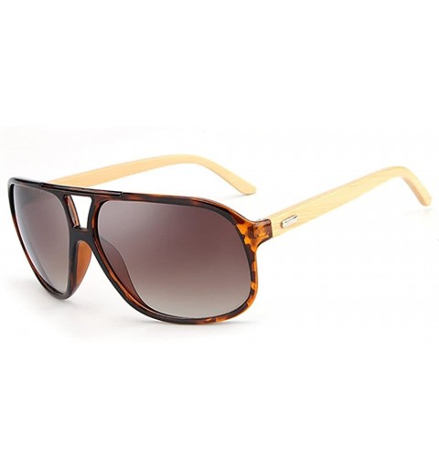 Oversized Oversized Pilot Sunglasses Wooden Temples Wood Sunglasses for Men and Women - Brown - CG185YCNODZ $16.15