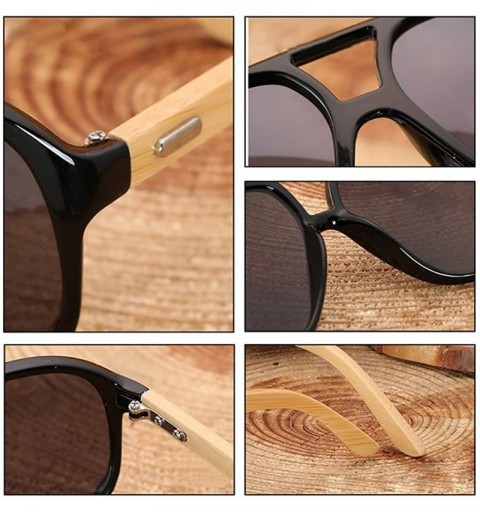 Oversized Oversized Pilot Sunglasses Wooden Temples Wood Sunglasses for Men and Women - Brown - CG185YCNODZ $16.15