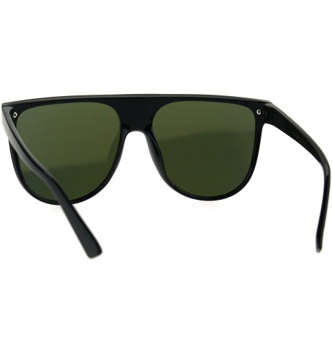 Oversized Shield Panel Lens Plastic Horn Rim Oversize Hipster Sunglasses - Black Peach - C3185DSG83E $8.36