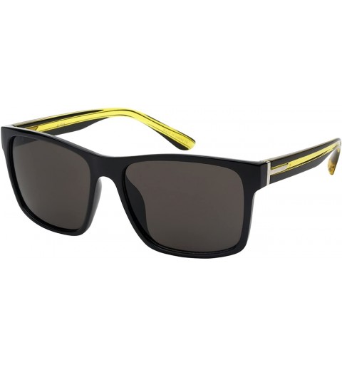 Square Retro Inspired Square Sunglasses w/Solid Lens 541055-SD - Black+green - CG12LWVVC3B $7.20