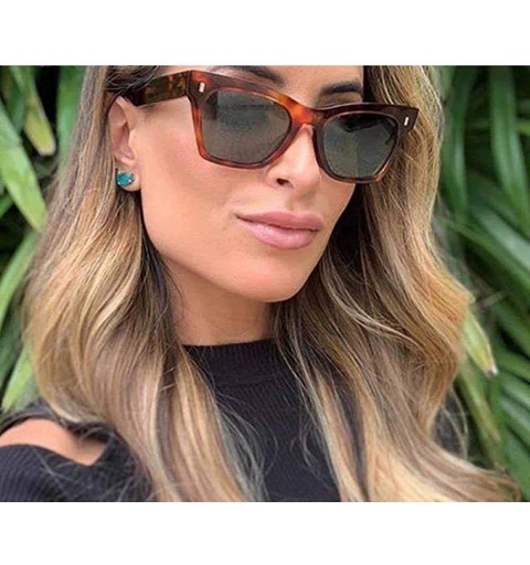 Aviator 2019 Vintage Cateye Sunglasses Women Luxury Brand Glasses Men BlackLeopard - Leopard - CP18Y4SMA03 $10.99