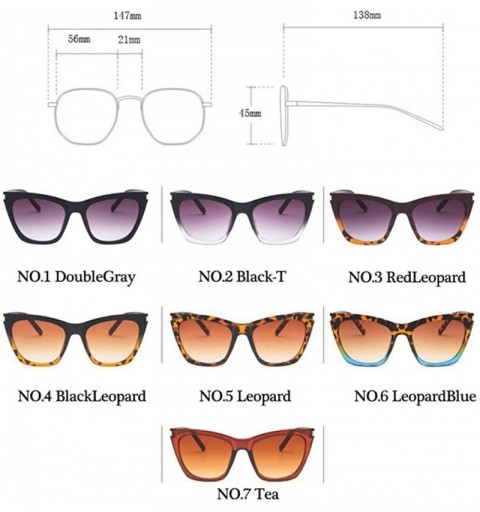 Aviator 2019 Vintage Cateye Sunglasses Women Luxury Brand Glasses Men BlackLeopard - Leopard - CP18Y4SMA03 $10.99