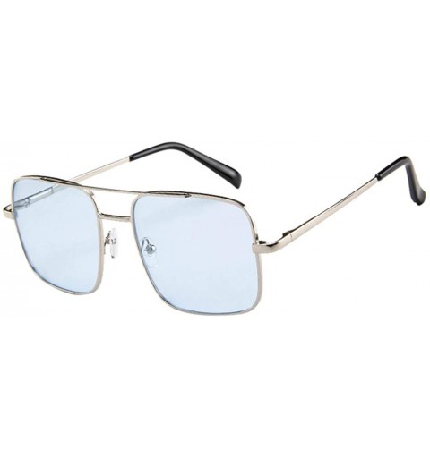 Semi-rimless Unisex Colorful Lens Oversized Frame Sunglasses UV Polarised Pilot Classic Vintage Retro Glasses Eyeswear - Blue...