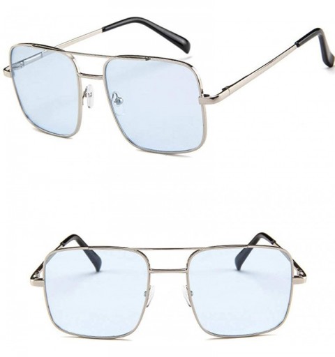 Semi-rimless Unisex Colorful Lens Oversized Frame Sunglasses UV Polarised Pilot Classic Vintage Retro Glasses Eyeswear - Blue...